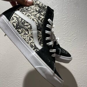 Vans Black & Cream Paisley High Top Sneakers